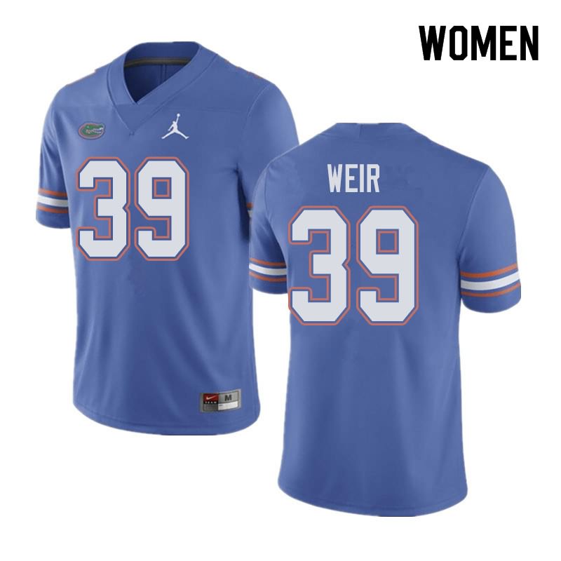 Women's NCAA Florida Gators Michael Weir #39 Stitched Authentic Jordan Brand Blue College Football Jersey BHZ6865ES